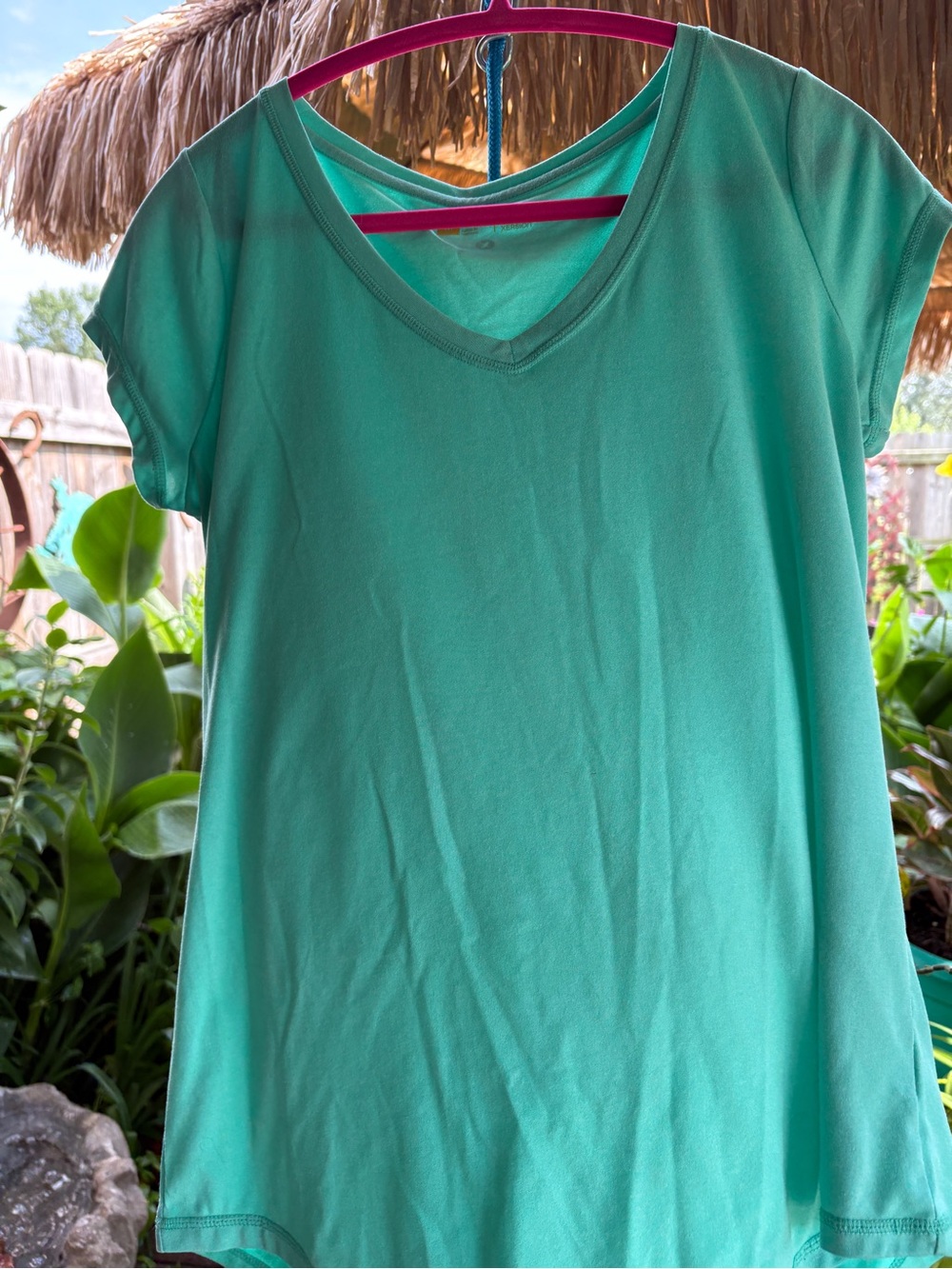 Women's Blue and Green  V-Neck Short Sleeve shirts 2 shirts